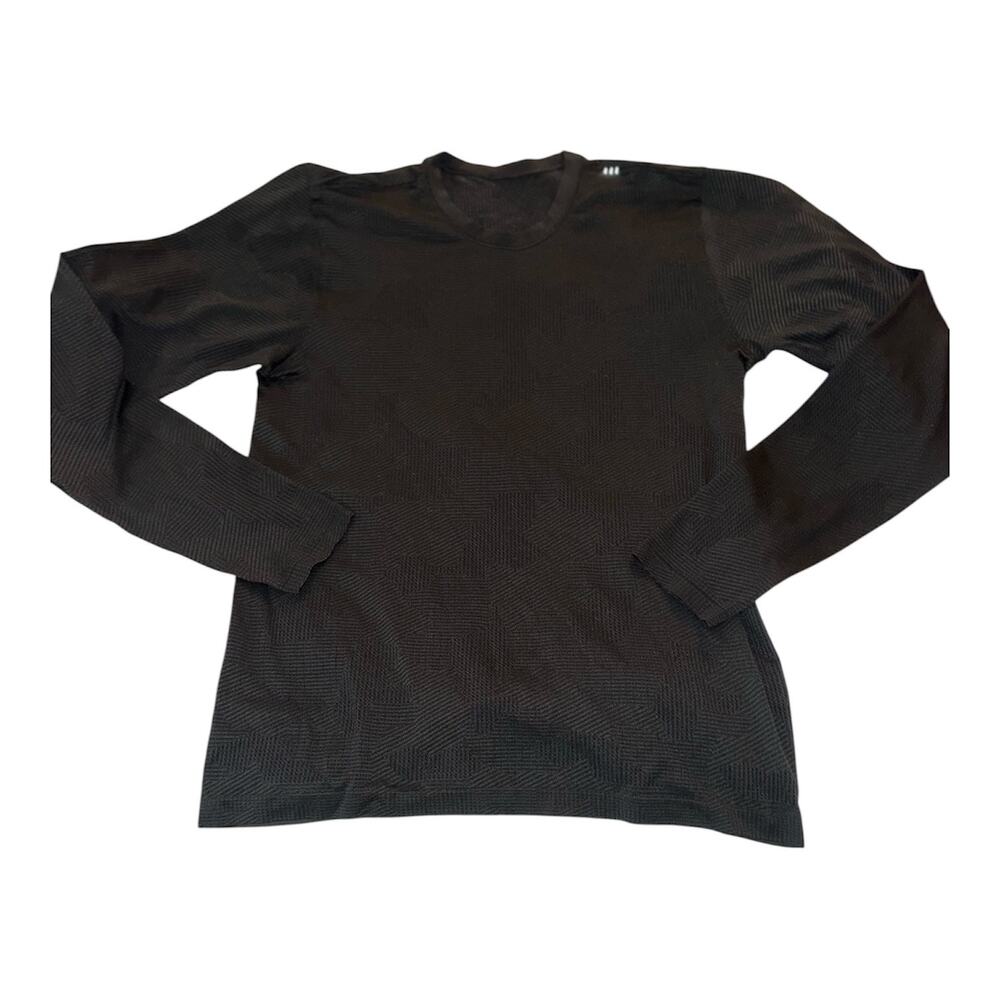 Lululemon Metal Vent Tech Long Sleeve Shirt Mens Large Black Geometric Seamless